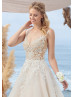 Ivory Lace Organza Illusion Back Airy Wedding Dress